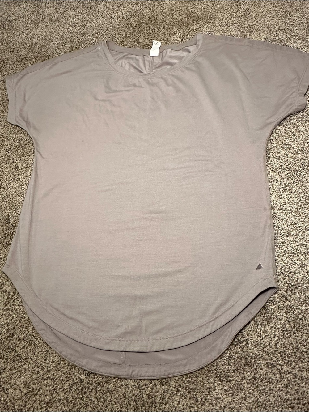 Women's Short Sleeve Tee in Light Gray - Relaxed Curved Hem